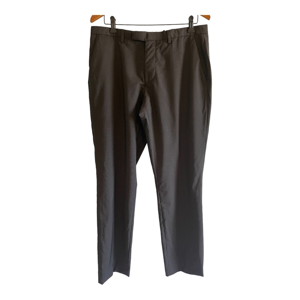 BOSS Hugo Boss Dress Pants Men's‎ Size 34 x 32 Gray Micro Check Virgin Wool